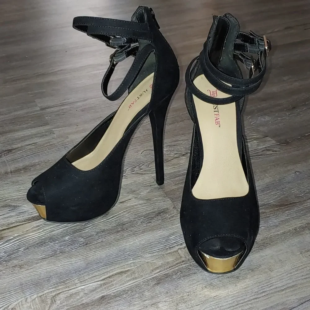 JustFab black stiletto platform Birdie heels Sz 9